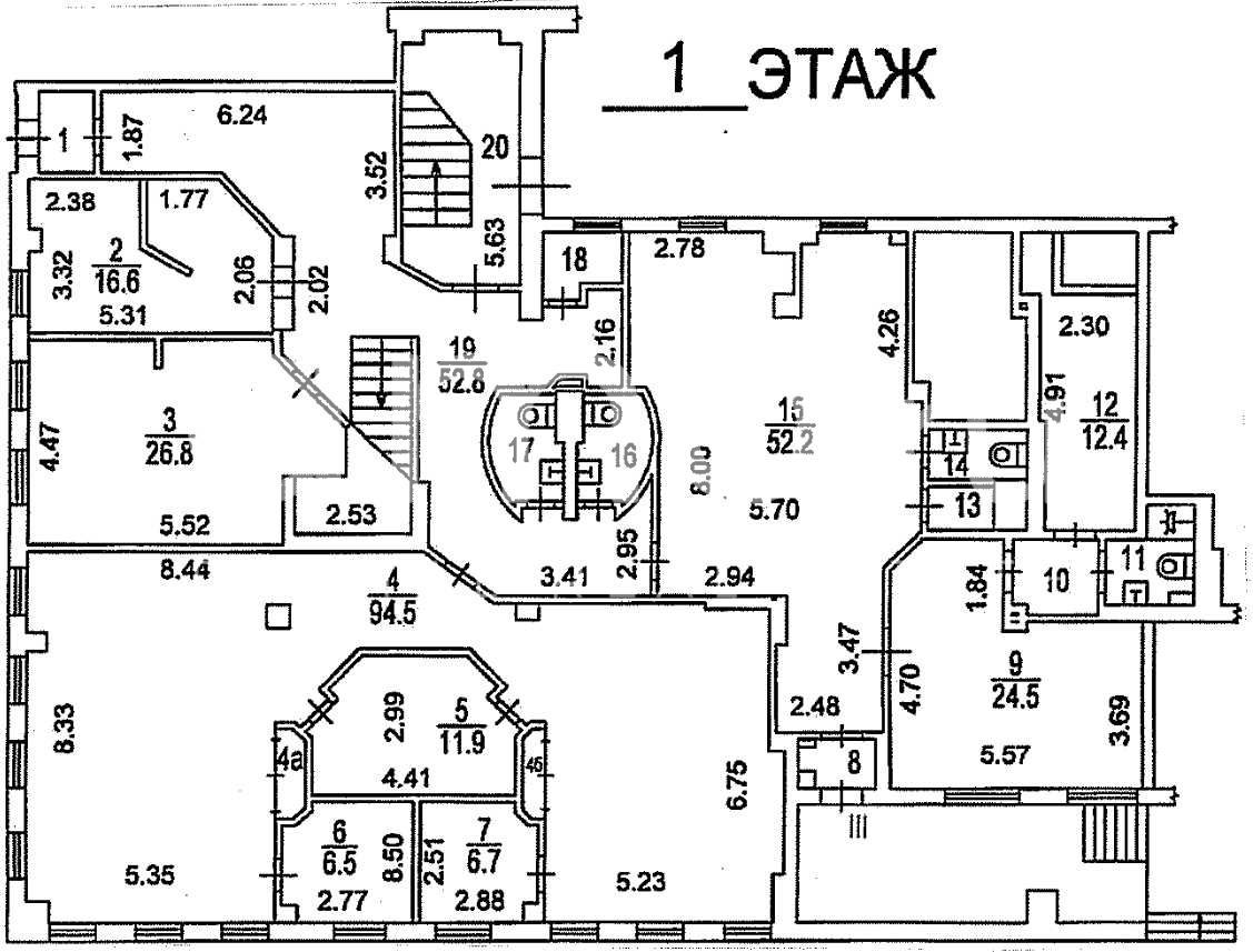 Планировка офиса 1524.8 м², 1 этаж, Особняк «г Москва, Машкова ул., 1»